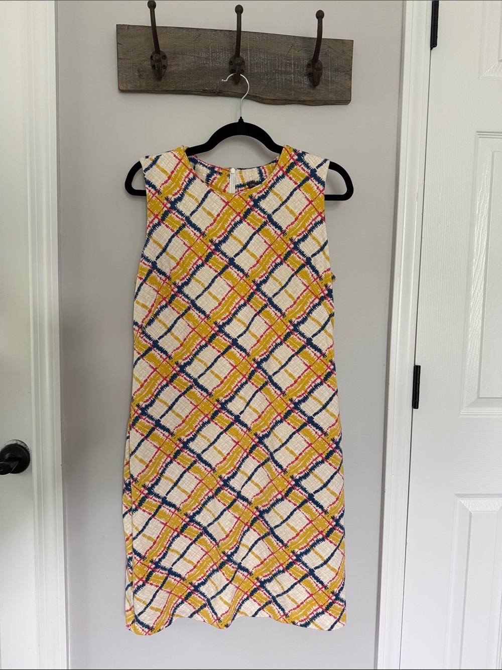 J. McLaughlin Sleeveless Plaid Dress in Yellow & Navy Size Large